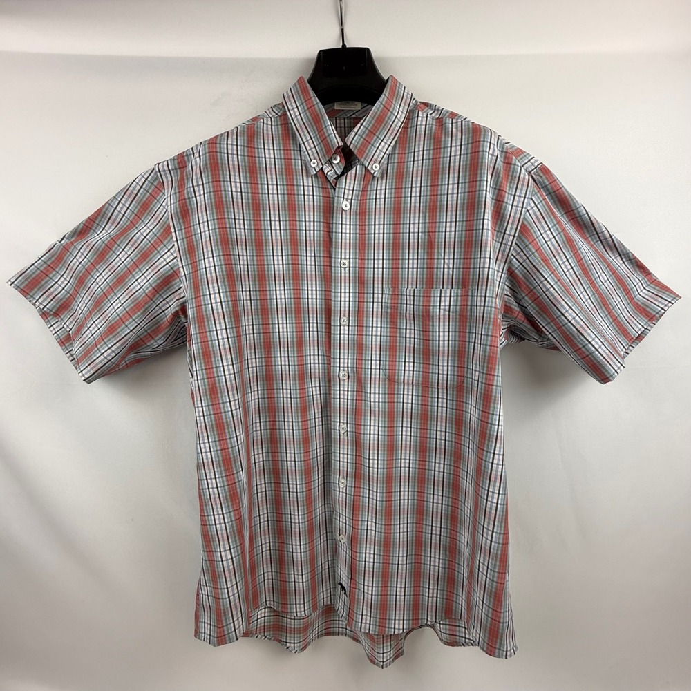 Onward Reserve Classic Fit Plaid Short Sleeve Button Down Shirt Men's Large